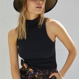 NWT Anthropologie Maeve Alicia Mock Neck Tank Black Small